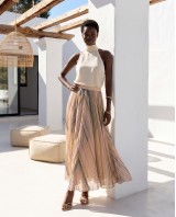 Printed Chiffon Maxi Skirt – Multicolor Stripe