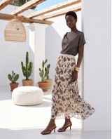 Printed Chiffon Maxi Skirt – Cream Paisley