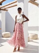 Printed Chiffon Maxi Skirt – Dusty Pink Flora