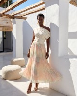 Printed Chiffon Maxi Skirt – Pastel Rainbow