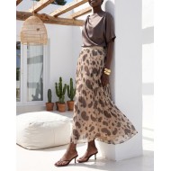 Printed Chiffon Maxi Skirt – Cream Paisley