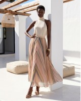 Printed Chiffon Maxi Skirt – Multicolor Stripe