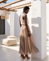 Printed Chiffon Maxi Skirt – Multicolor Stripe