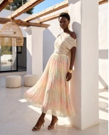 Printed Chiffon Maxi Skirt – Pastel Rainbow