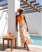  Φούστα Παρεό με δέσιμο στο πλάι με print sunkissed peony