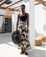  Φούστα Παρεό με δέσιμο στο πλάι με print black&white palm