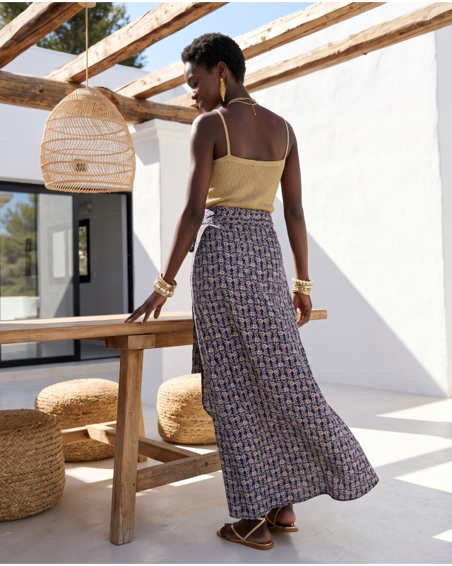  Φούστα Παρεό με δέσιμο στο πλάι με print Bohemian Floral