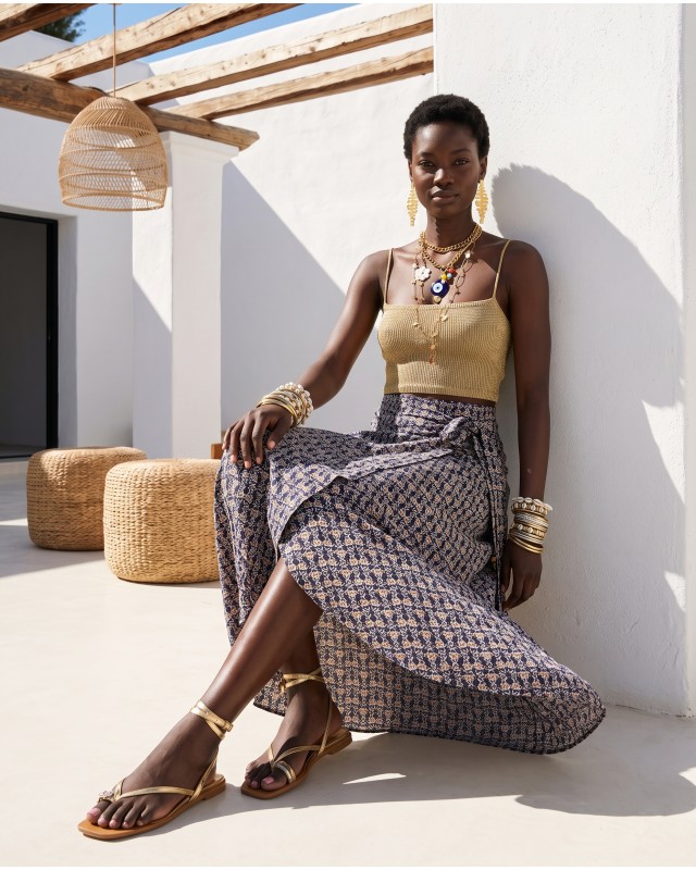  Φούστα Παρεό με δέσιμο στο πλάι με print Bohemian Floral