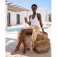  Φούστα Παρεό με δέσιμο στο πλάι με print sunkissed peony