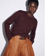 Πλεκτή Μπλούζα με Ανάγλυφες Καρδιές brown