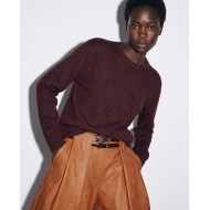 Πλεκτή Μπλούζα με Ανάγλυφες Καρδιές brown