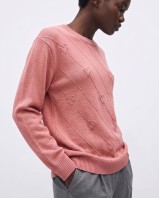 Πλεκτή Μπλούζα με Ανάγλυφες Καρδιές dusty pink