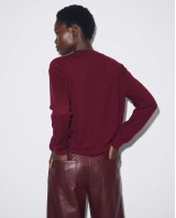 Πλεκτή Μπλούζα με Ανάγλυφες Καρδιές wine red