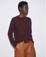 Πλεκτή Μπλούζα με Ανάγλυφες Καρδιές brown