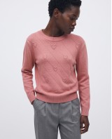 Πλεκτή Μπλούζα με Ανάγλυφες Καρδιές dusty pink