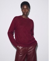 Πλεκτή Μπλούζα με Ανάγλυφες Καρδιές wine red