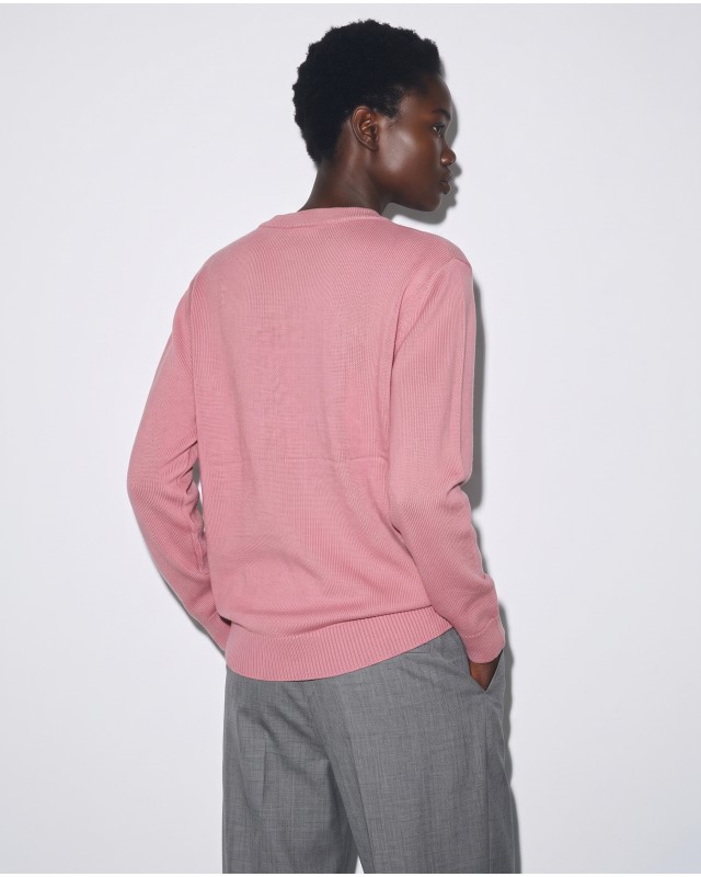 Πλεκτή Μπλούζα με Ανάγλυφες Καρδιές dusty pink