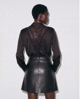 Faux Leather Ruched Skirt - black