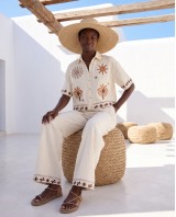Σετ πουκάμισο και παντελόνα "SUN & PALM" beige