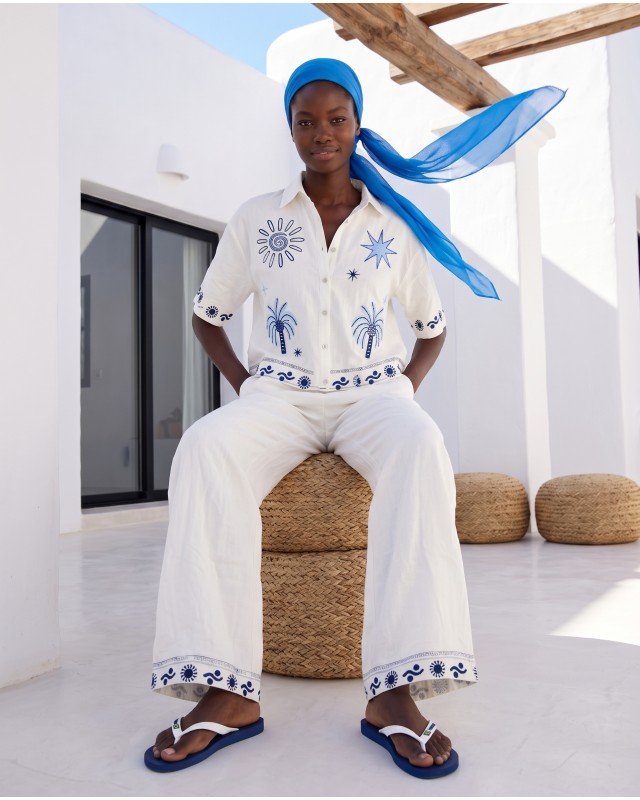 Σετ πουκάμισο και παντελόνα "SUN & PALM" white