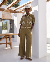 Σετ πουκάμισο και παντελόνα "SUN & PALM" χακί