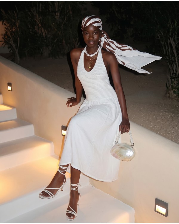 "Solene" Knit-Top Maxi Dress white