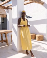 "Solene" Knit-Top Maxi Dress yellow