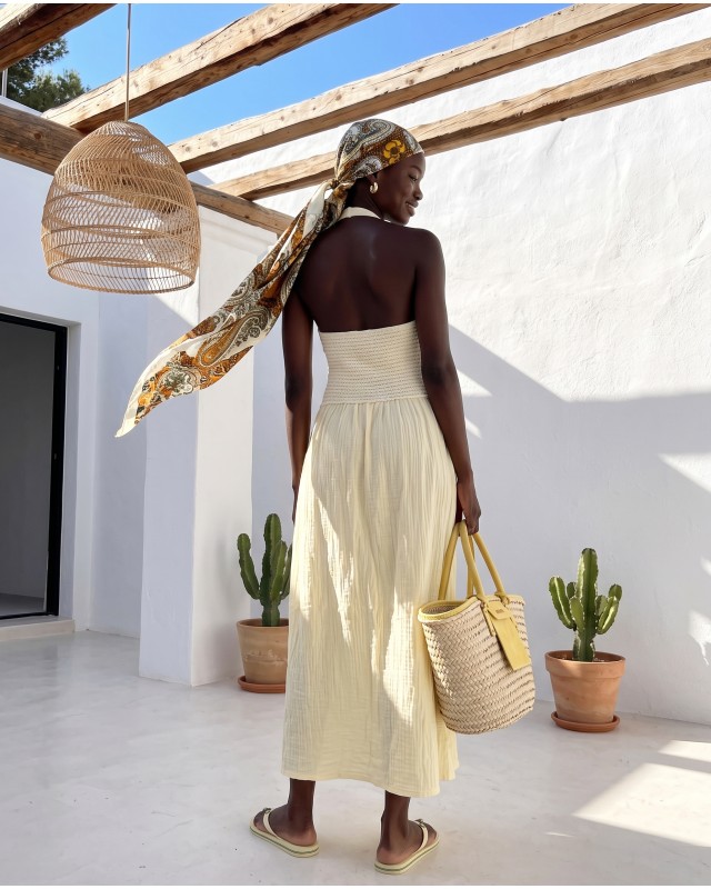 "Solene" Knit-Top Maxi Dress vanilla