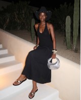 "Solene" Knit-Top Maxi Dress black