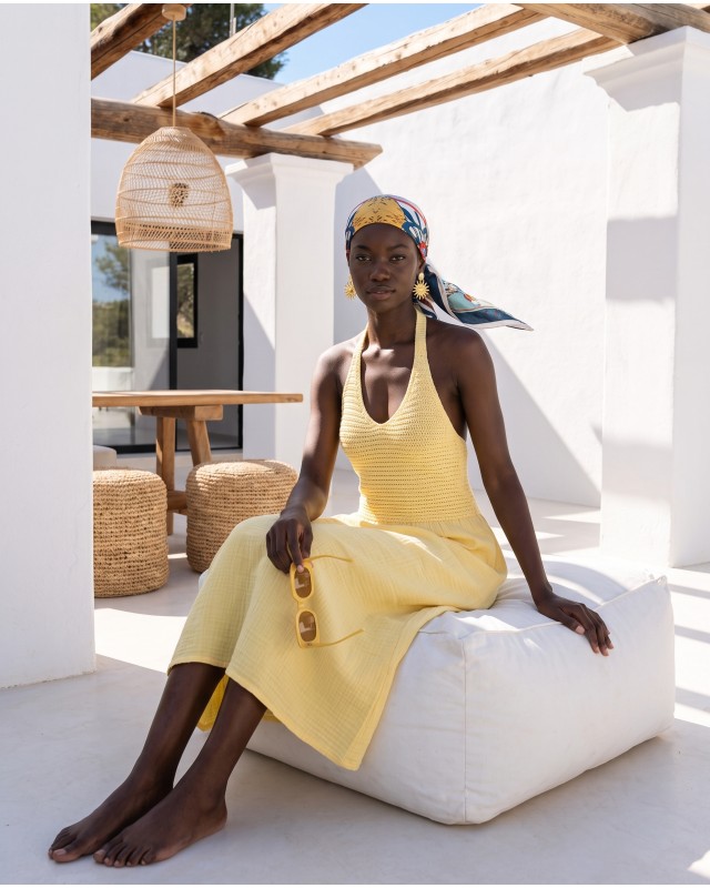 "Solene" Knit-Top Maxi Dress yellow