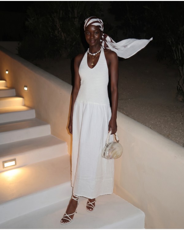 "Solene" Knit-Top Maxi Dress white