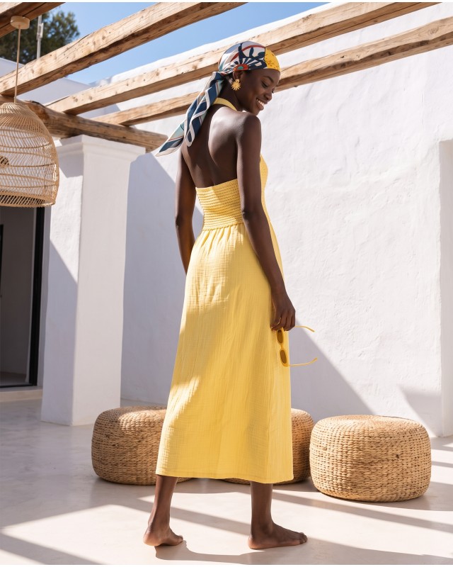 "Solene" Knit-Top Maxi Dress yellow