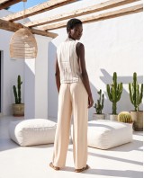 Striped Vest & Wide-Leg Trousers Set beige