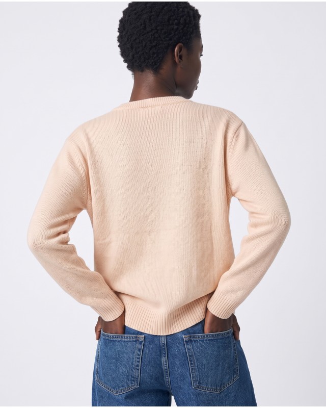 Πλεκτή Μπλούζα με διακριτικά Στρας beige