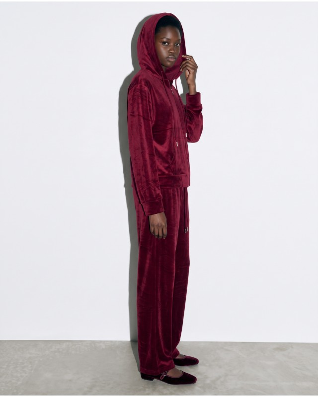 Σετ «Velvet Aura» με Zip Hoodie & Φόρμα – Berry