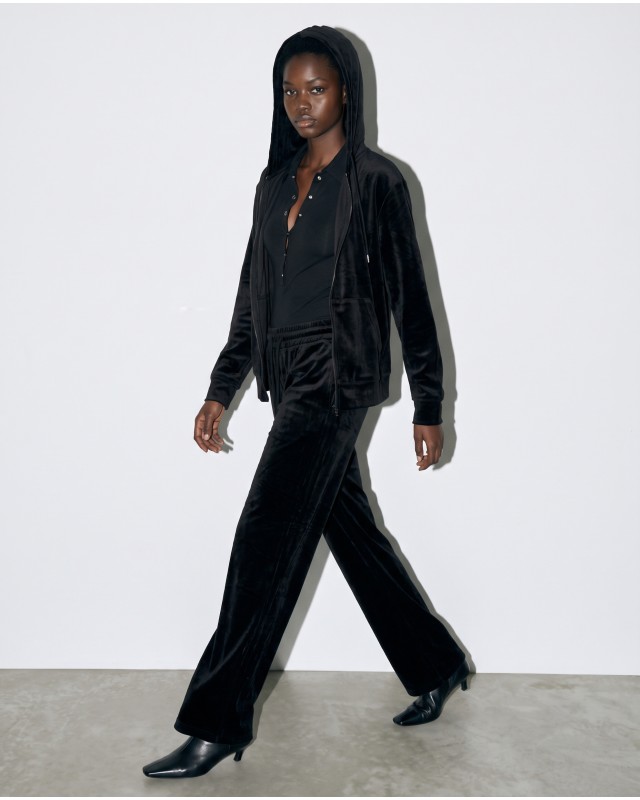Σετ «Velvet Aura» με Zip Hoodie & Φόρμα – Black