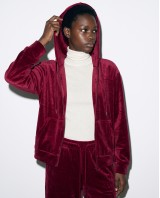 Σετ «Velvet Aura» με Zip Hoodie & Φόρμα – Berry