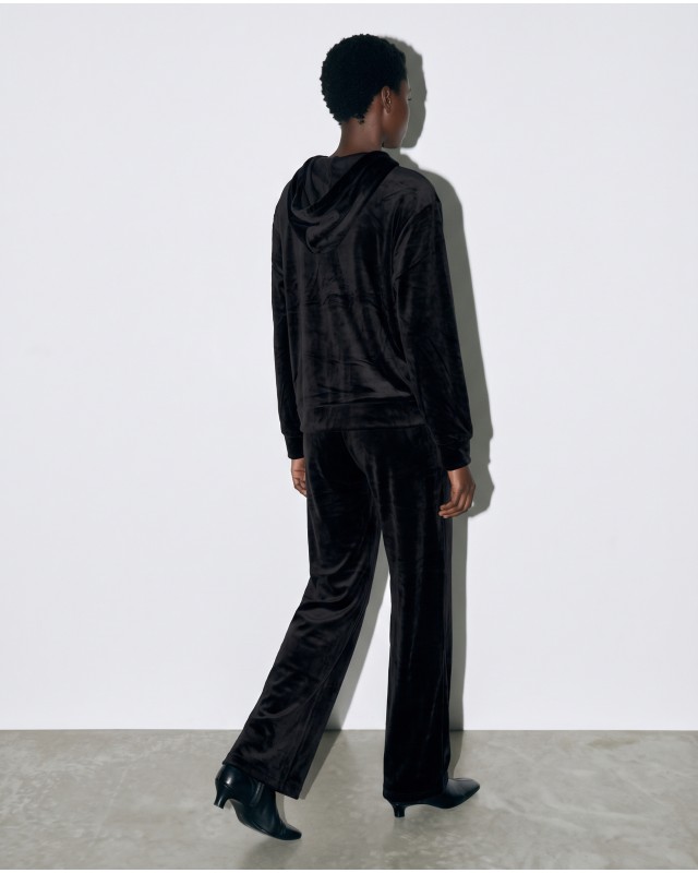 Σετ «Velvet Aura» με Zip Hoodie & Φόρμα – Black