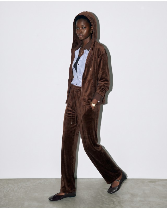 Σετ «Velvet Aura» με Zip Hoodie & Φόρμα – Brown