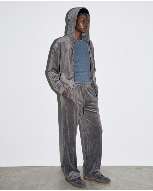 Σετ «Velvet Aura» με Zip Hoodie & Φόρμα – Grey
