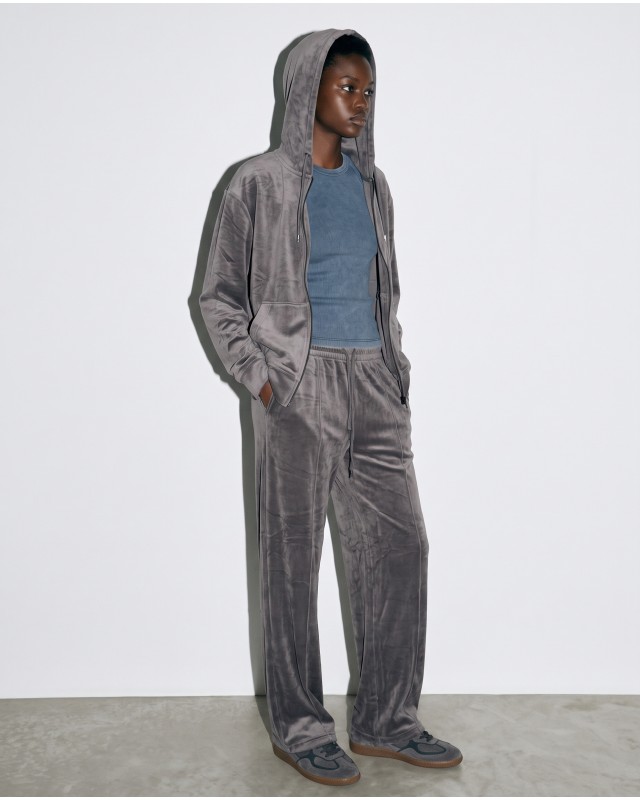 Σετ «Velvet Aura» με Zip Hoodie & Φόρμα – Grey