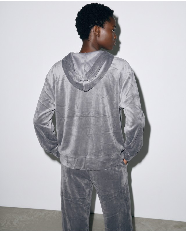Σετ «Velvet Aura» με Zip Hoodie & Φόρμα – Grey