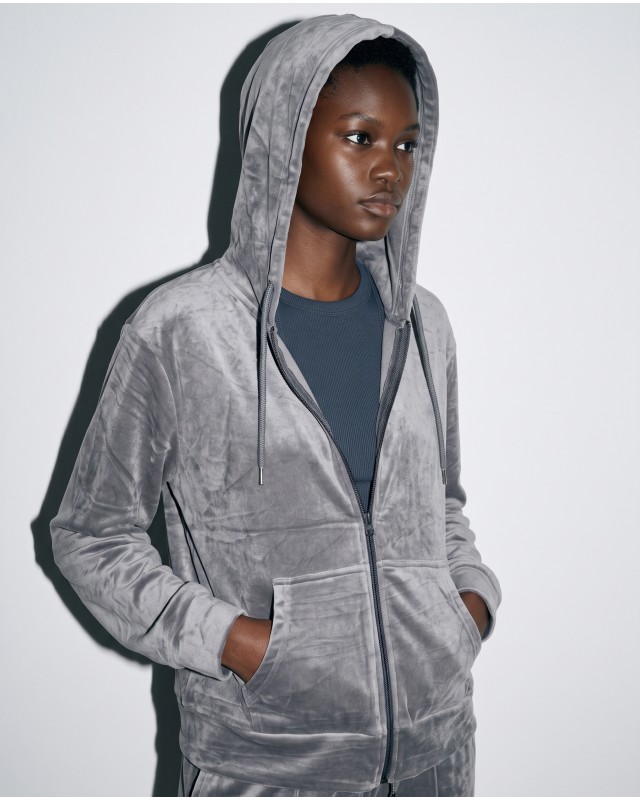 Σετ «Velvet Aura» με Zip Hoodie & Φόρμα – Grey