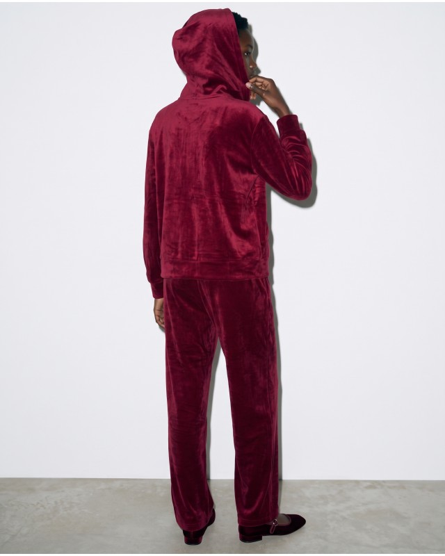 Σετ «Velvet Aura» με Zip Hoodie & Φόρμα – Berry