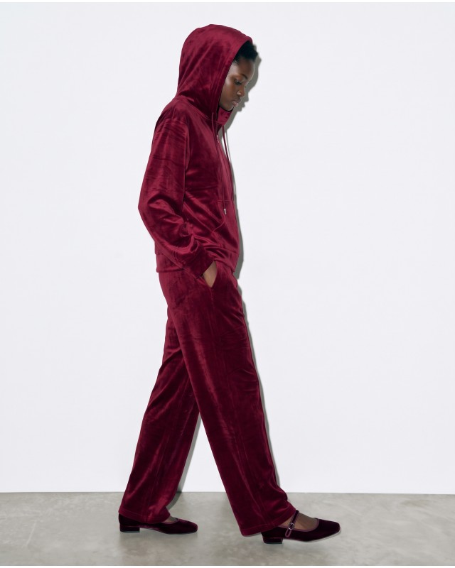 Σετ «Velvet Aura» με Zip Hoodie & Φόρμα – Berry