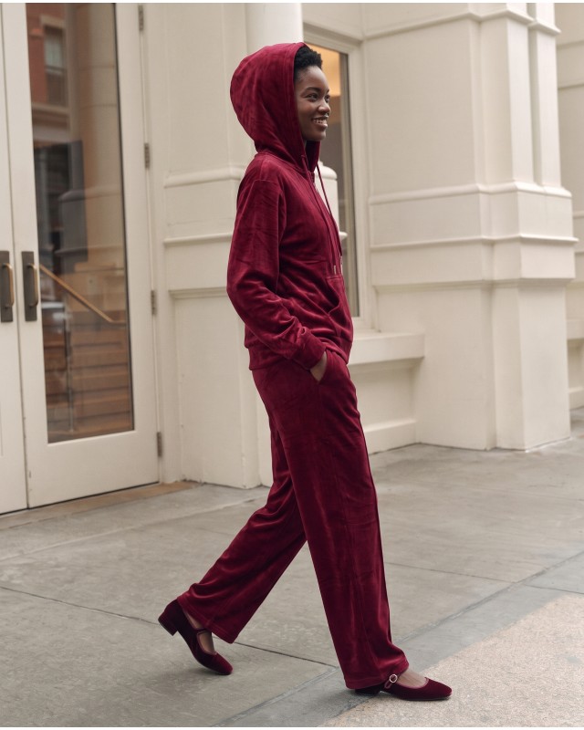 Σετ «Velvet Aura» με Zip Hoodie & Φόρμα – Berry