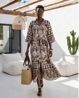 Positano Printed Shirt Dress brown