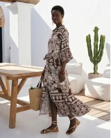 Positano Printed Shirt Dress brown