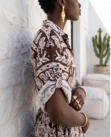 Positano Printed Shirt Dress brown