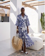 Positano Printed Shirt Dress blue